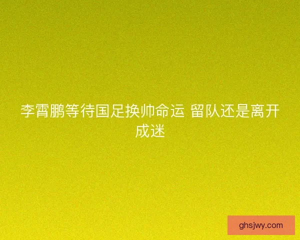 李霄鹏等待国足换帅命运 留队还是离开成迷